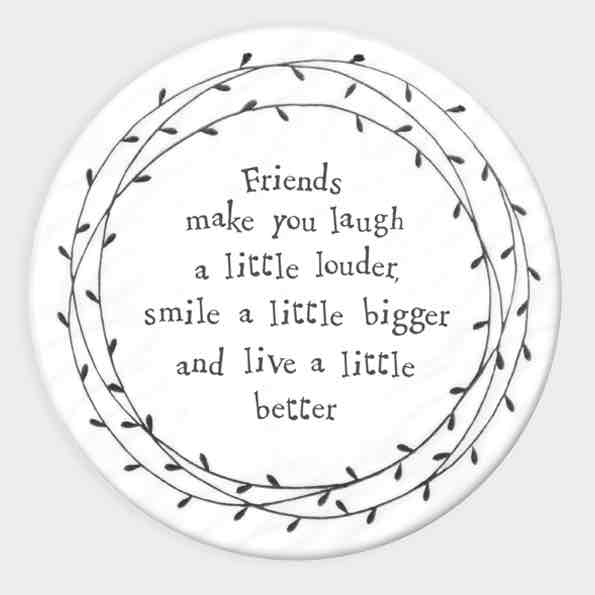 East of India Laugh Louder Porcelain Leaf Coaster White