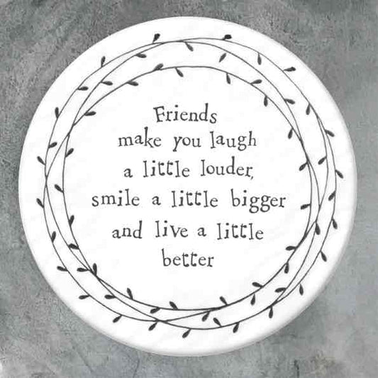 East of India Laugh Louder Porcelain Leaf Coaster