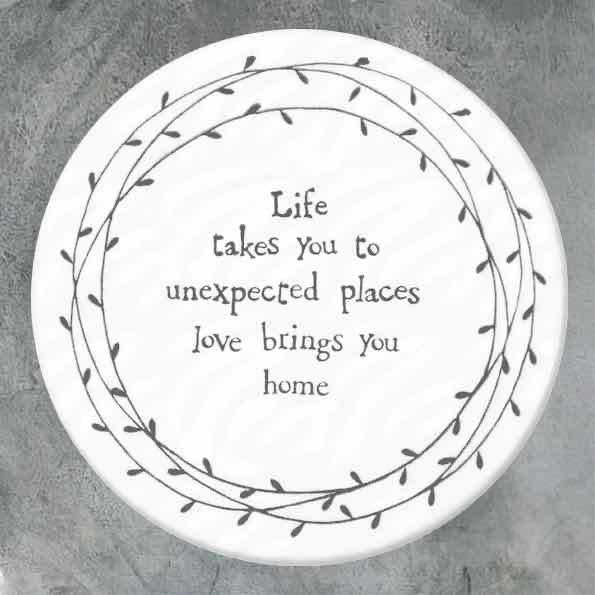 East of India Life Takes You Porcelain Leaf Coaster