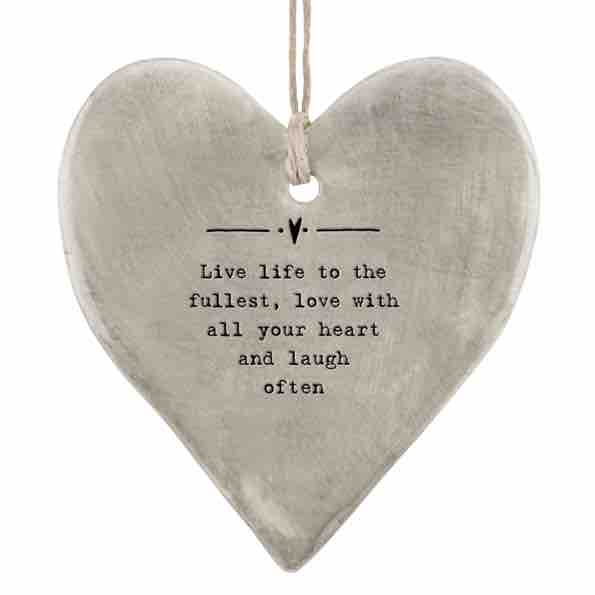 East of India 'Live Life’ Rustic Hanging Heart 2