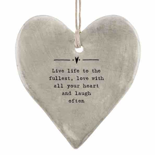 East of India 'Live Life’ Rustic Hanging Heart 2