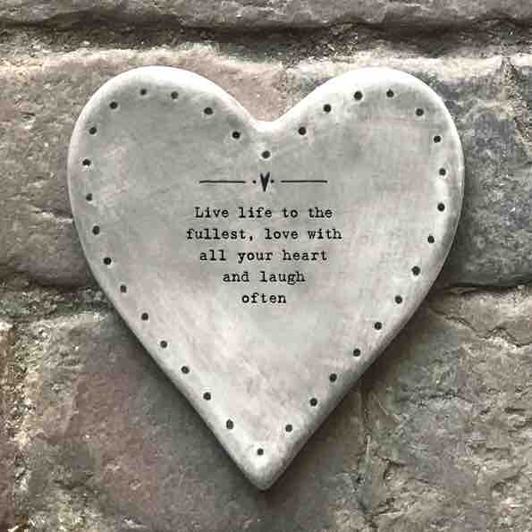 East of India 'Live Life' Rustic Heart Coaster