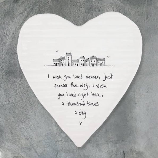 East of India Lived Nearer Porcelain Heart Coaster