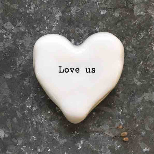 East of India 'Love Us' Porcelain Heart Token