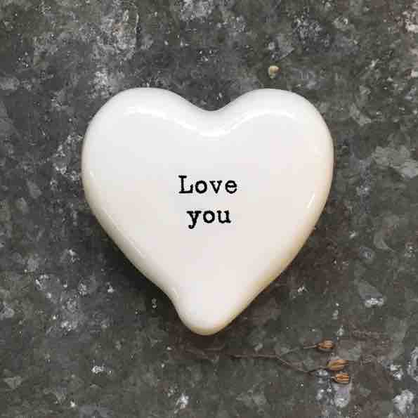 East of India 'Love You' Porcelain Heart Token