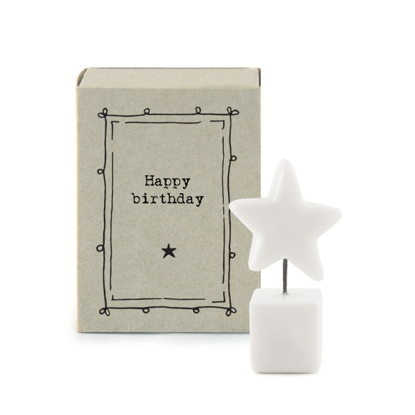 East of India Match Box - Happy Birthday White