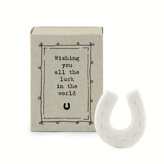 East of India Match Box - Wishing You Luck White