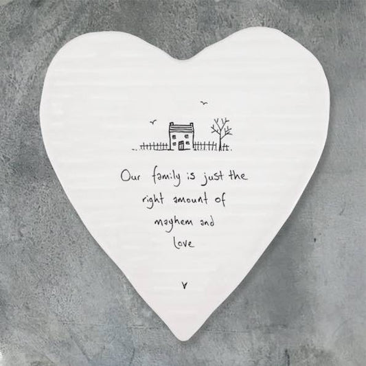 East of India Mayhem & Love Porcelain Heart Coaster
