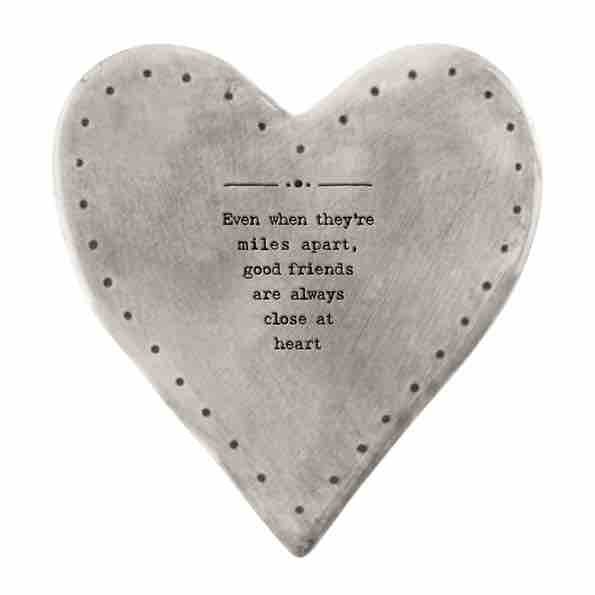 East of India 'Miles Apart' Rustic Heart Coaster 2