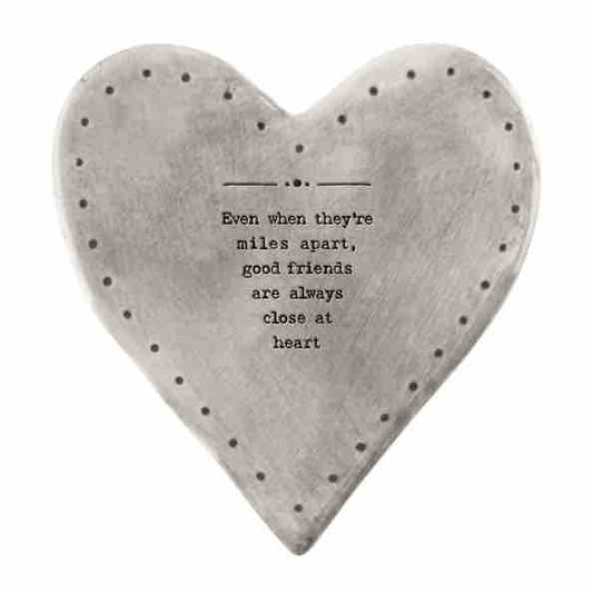 East of India 'Miles Apart' Rustic Heart Coaster 2