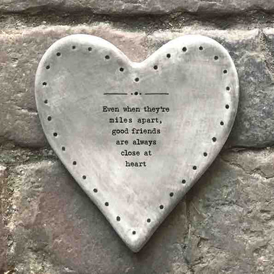East of India 'Miles Apart' Rustic Heart Coaster