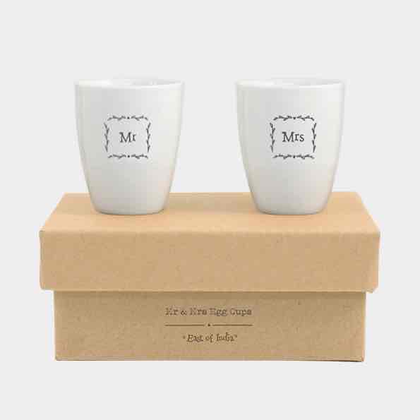 East of India Mr and Mrs Porcelain Egg Cup Set Box