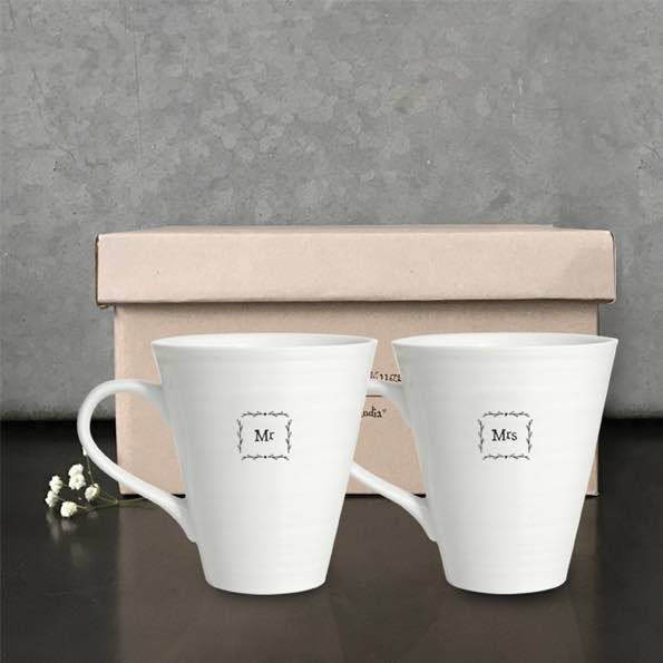 East of India Mr and Mrs Porcelain Mug Set