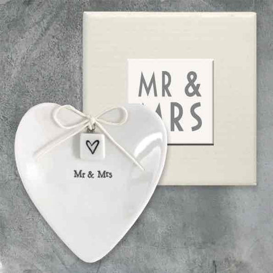 East of India Mr and Mrs Porcelain Ring Dish