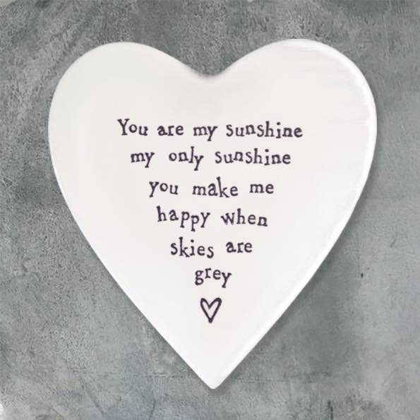 East of India My Sunshine Porcelain Heart Coaster