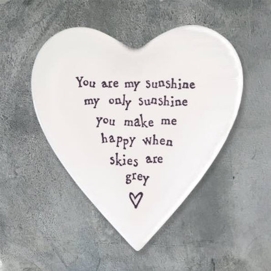 East of India My Sunshine Porcelain Heart Coaster