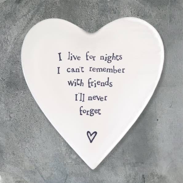 East of India Never Forget Porcelain Heart Coaster