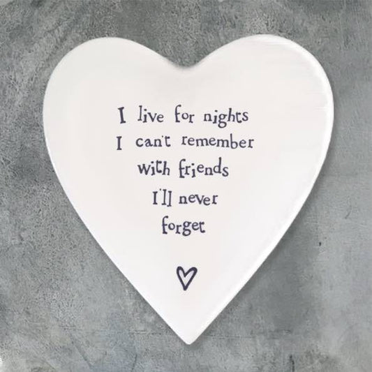 East of India Never Forget Porcelain Heart Coaster