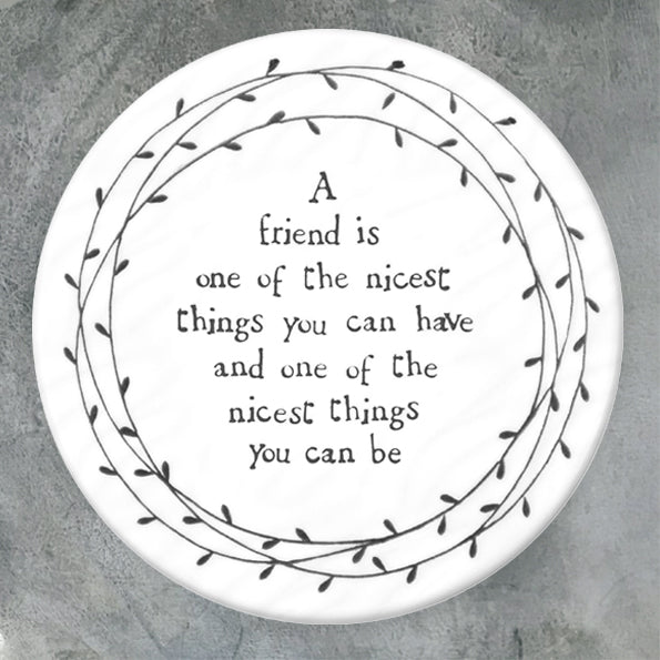 East of India Nicest Friend Porcelain Leaf Coaster
