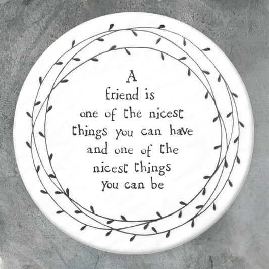 East of India Nicest Friend Porcelain Leaf Coaster
