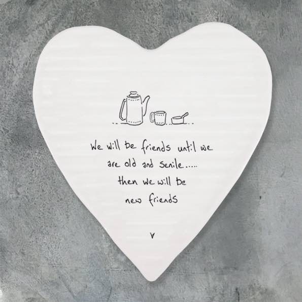 East of India Old Friends Porcelain Heart Coaster