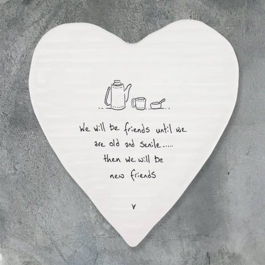 East of India Old Friends Porcelain Heart Coaster