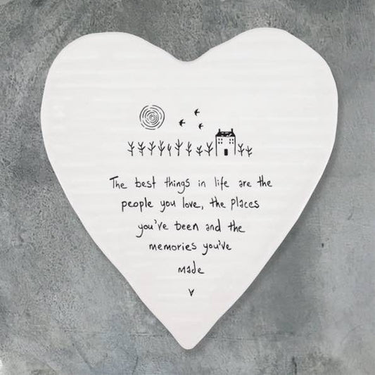 East of India People Places Memories Porcelain Heart Coaster