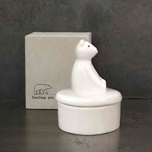 East of India Porcelain Bear Trinket Pot
