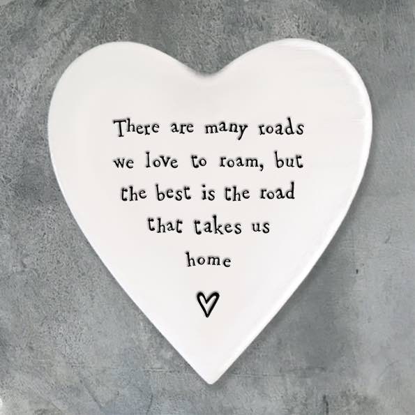 East of India Road Home Porcelain Heart Coaster