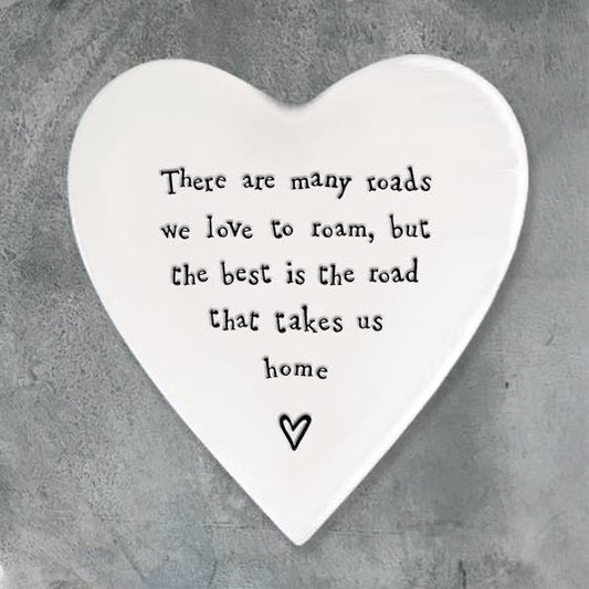 East of India Road Home Porcelain Heart Coaster