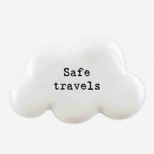 East of India 'Safe Travels' Porcelain Cloud Token White