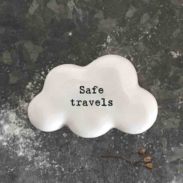 East of India 'Safe Travels' Porcelain Cloud Token