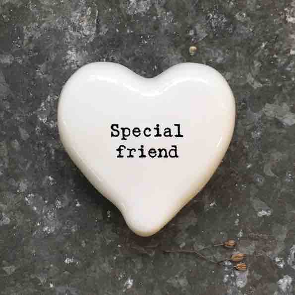 East of India 'Special Friend' Porcelain Heart Token