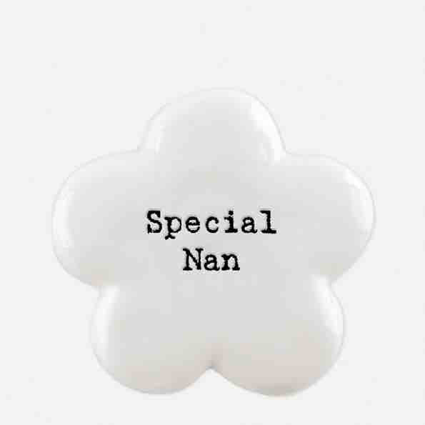 East of India 'Special Nan' Porcelain Flower Token White