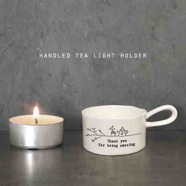 East of India 'Thank You' Handled Tea Light Holder