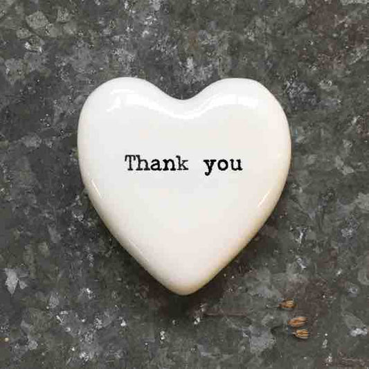 East of India 'Thank You' Porcelain Heart Token