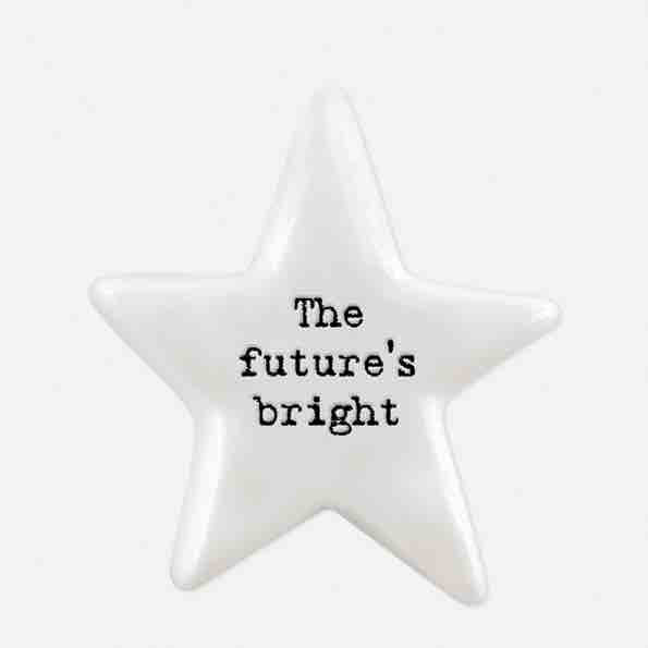 East of India 'The Future's Bright' Porcelain Star Token White