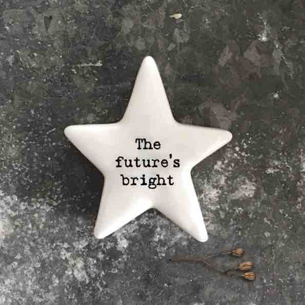 East of India 'The Future's Bright' Porcelain Star Token