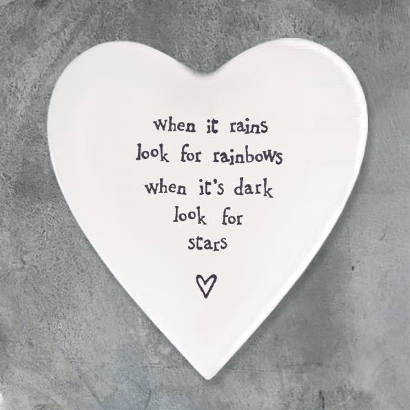 East of India When it Rains Porcelain Heart Coaster