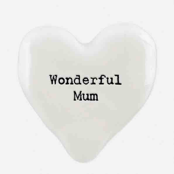 East of India 'Wonderful Mum' Porcelain Heart Token