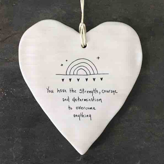 East of India 'You Have Strength' Porcelain Hanging Wobbly Heart
