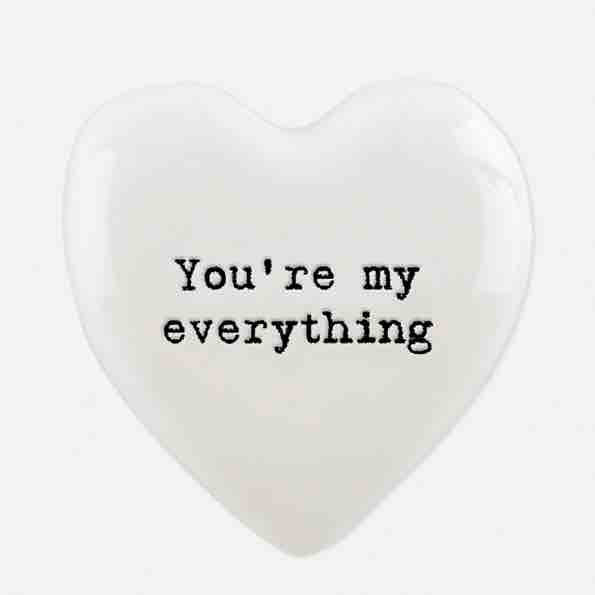 East of India 'You're My Everything' Porcelain Heart Token White
