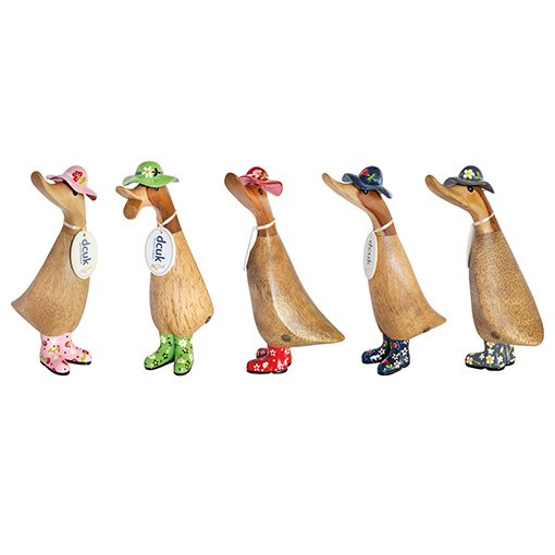 floral-duckling-with-pink-hat-and-welly-boots