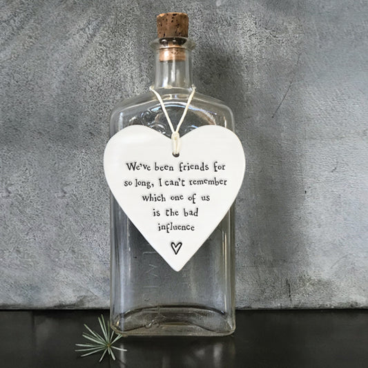 East of India Bad Influence Porcelain Heart Hanging