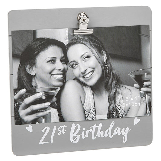 21st Birthday Grey Cutie Clip Photo Frame
