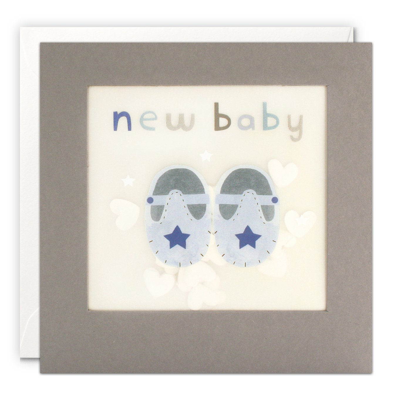 New Baby Blue Shoes Grey Paper Shakies Card