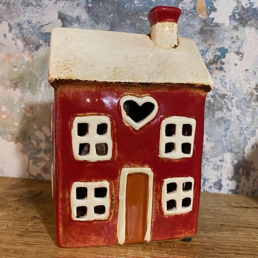 village-pottery-heart-house-red-tealight